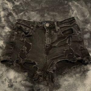 Aeropostale Black Distressed Jean Shorts